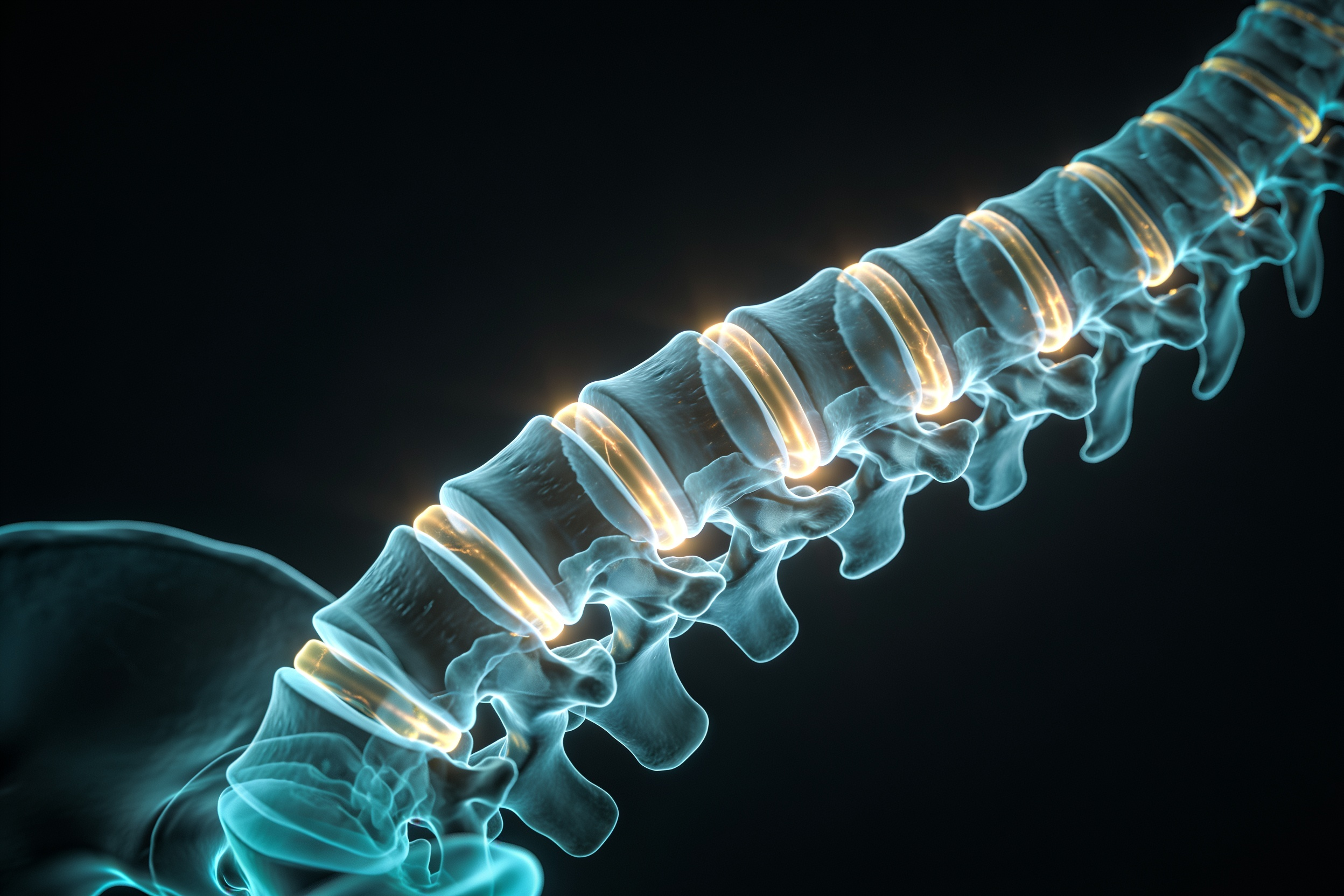 Illustrative rendering of the lumbar spine and vertebral discs